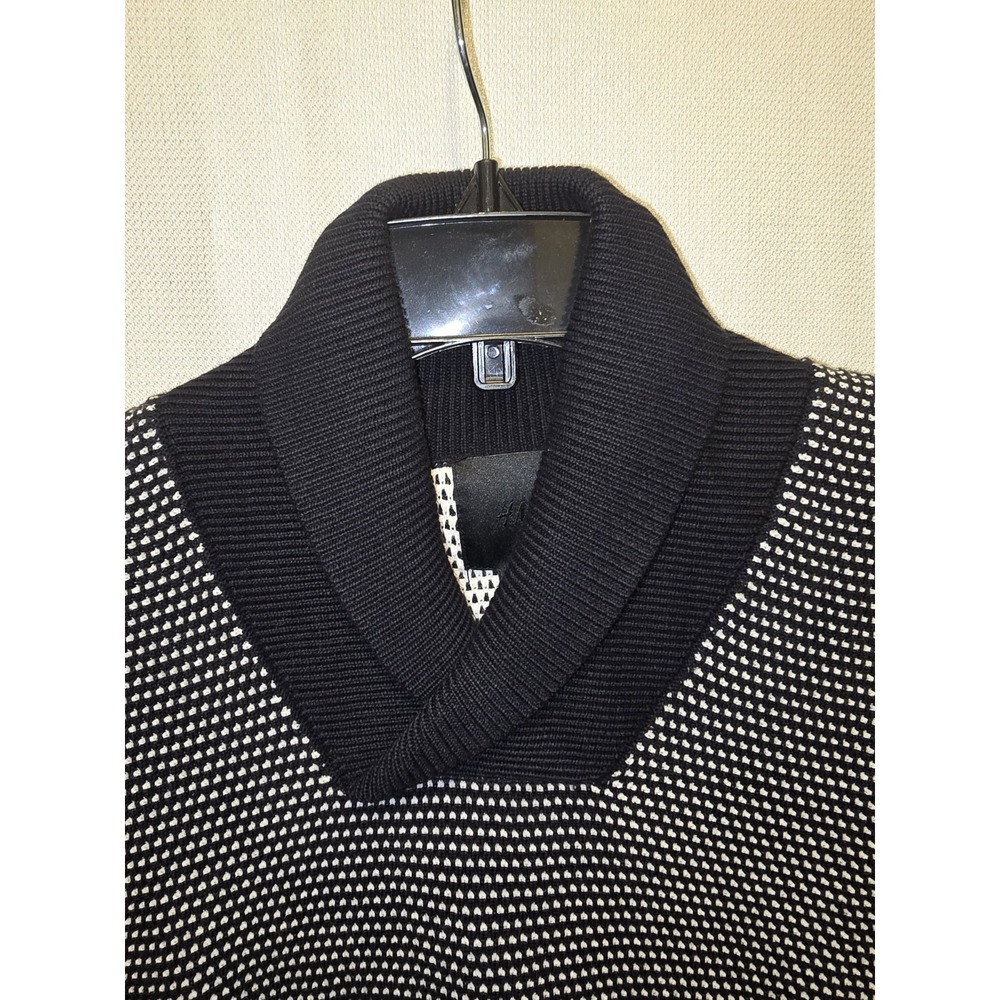 H&M Men's Black & White Sweater Shawl Collar Long Sleeve SZ: SMALL NWT - Picture 4 of 7